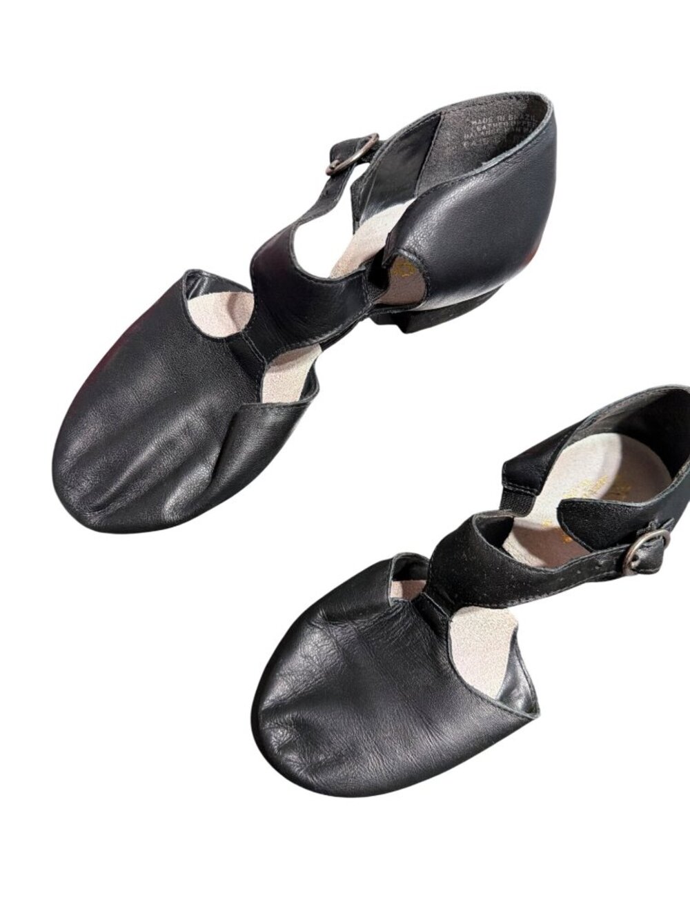 Danshuz Split Sole T Strap Dance Shoes Queen Style 6.5M Black Leather Brazil